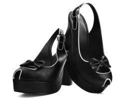 A6080L Black & White Peep Toe Platform Heel Womens