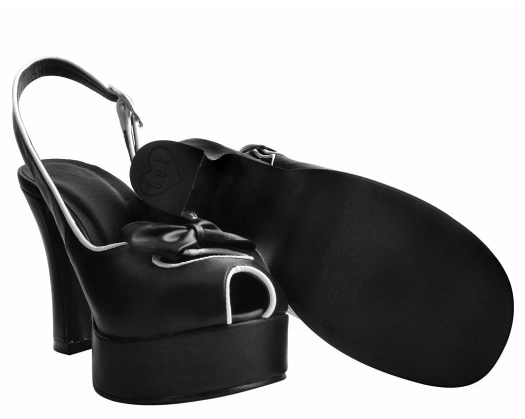 A6080L Black & White Peep Toe Platform Heel Womens 4 A6080L Black & White Peep Toe Platform Heel Womens