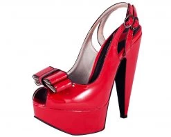 A8134L Womens Red Patent Bow Slingback Heel - *FINAL SALE/NON-RETURNABLE