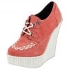 A8376L Womens Peachy Coral Suede Creeper Wedge - *FINAL SALE/NON-RETURNABLE