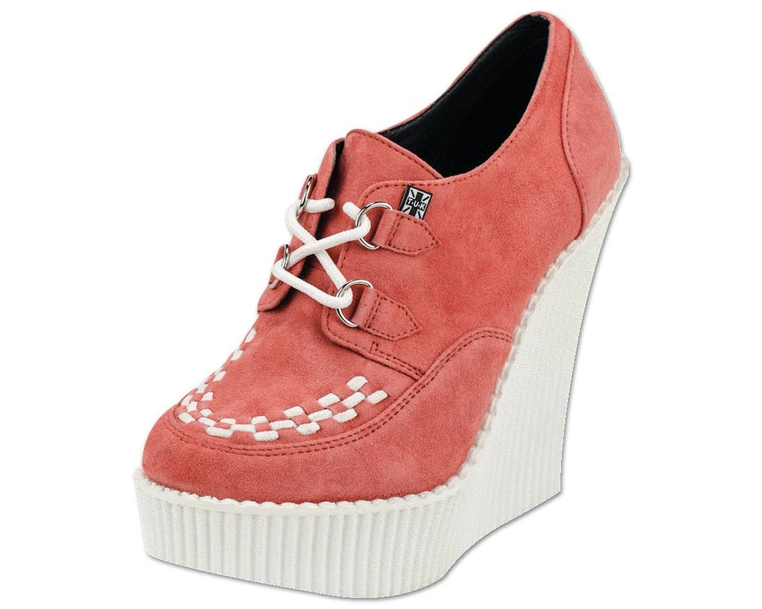 A8376L Womens Peachy Coral Suede Creeper Wedge - *FINAL SALE/NON-RETURNABLE 1 A8376L Womens Peachy Coral Suede Creeper Wedge - *FINAL SALE/NON-RETURNABLE