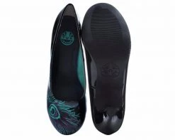 A8480L Black & Purple Peacock Feather Anti-Pop Heel Womens 7 A8480L Black & Purple Peacock Feather Anti-Pop Heel Womens