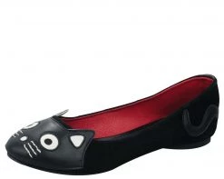 A8542L Womens Black Suede Kitty Flat