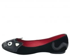 A8542L Womens Black Suede Kitty Flat