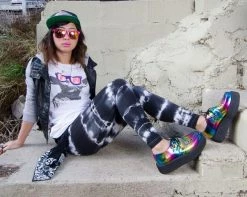 A8647 Vegan Rainbow Metallic Viva Mondo Creepers Womens