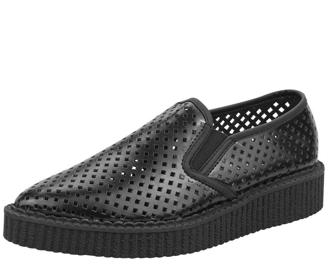 A8894 Womens Black Perf Pointed Slip Ons 1 A8894 Womens Black Perf Pointed Slip Ons