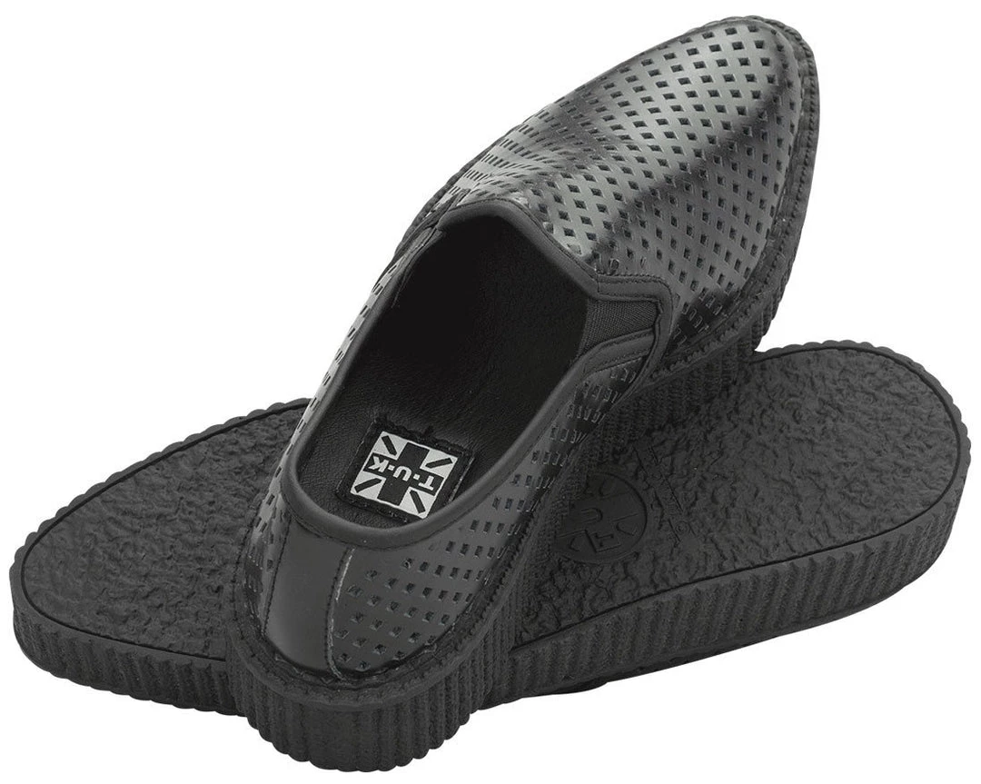 A8894 Womens Black Perf Pointed Slip Ons 4 A8894 Womens Black Perf Pointed Slip Ons