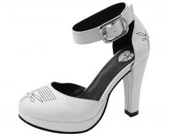 A9023L Womens White Western Starlet Heels