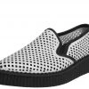 A9030 White Perforated Pointed Slip Ons