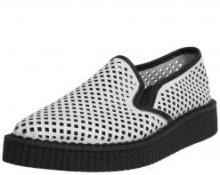 A9030 White Perforated Pointed Slip Ons