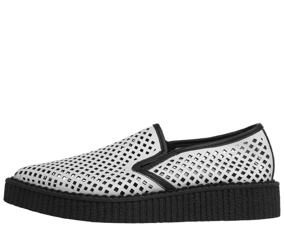 A9030 White Perforated Pointed Slip Ons 2 A9030 White Perforated Pointed Slip Ons