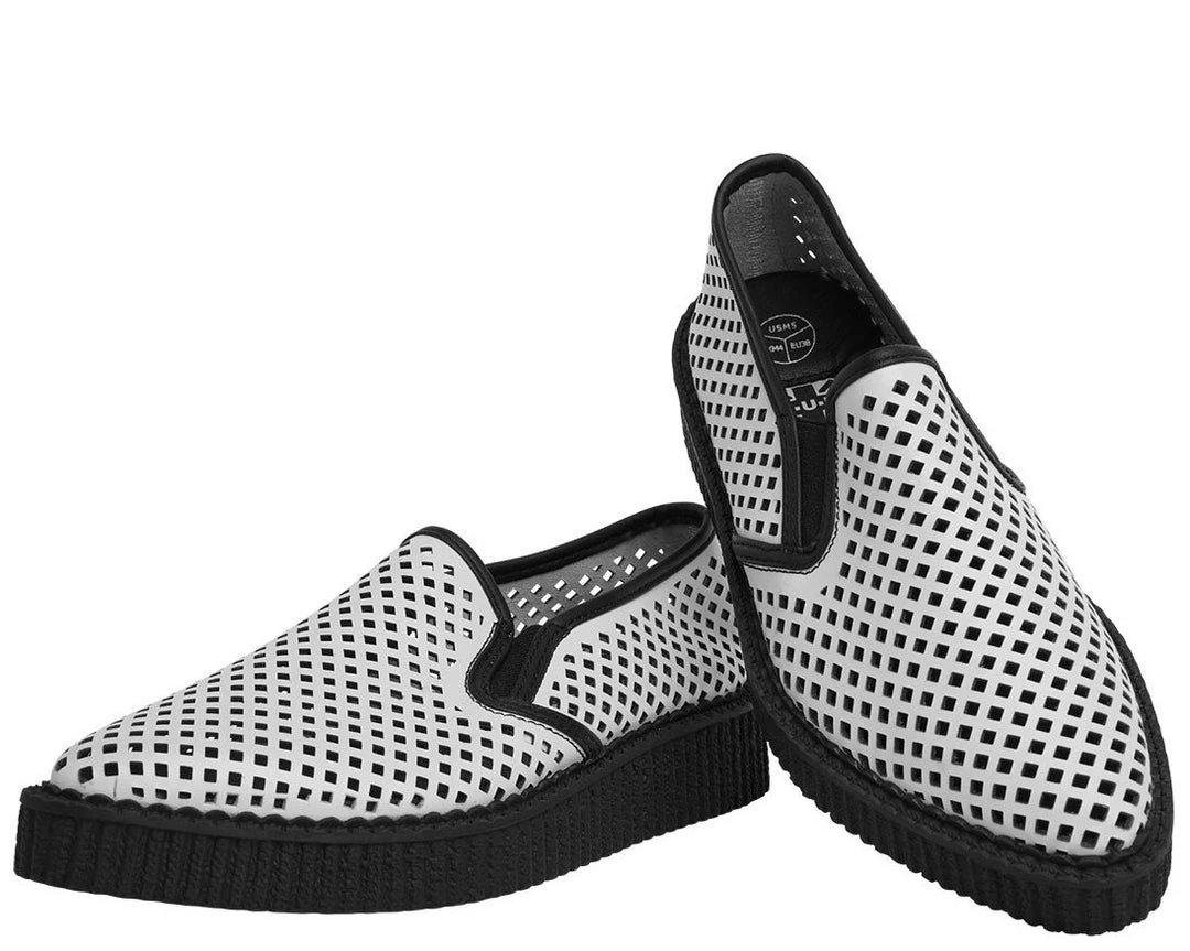 A9030 White Perforated Pointed Slip Ons 4 A9030 White Perforated Pointed Slip Ons