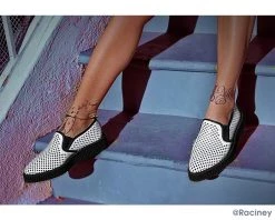 A9030 White Perforated Pointed Slip Ons 9 A9030 White Perforated Pointed Slip Ons