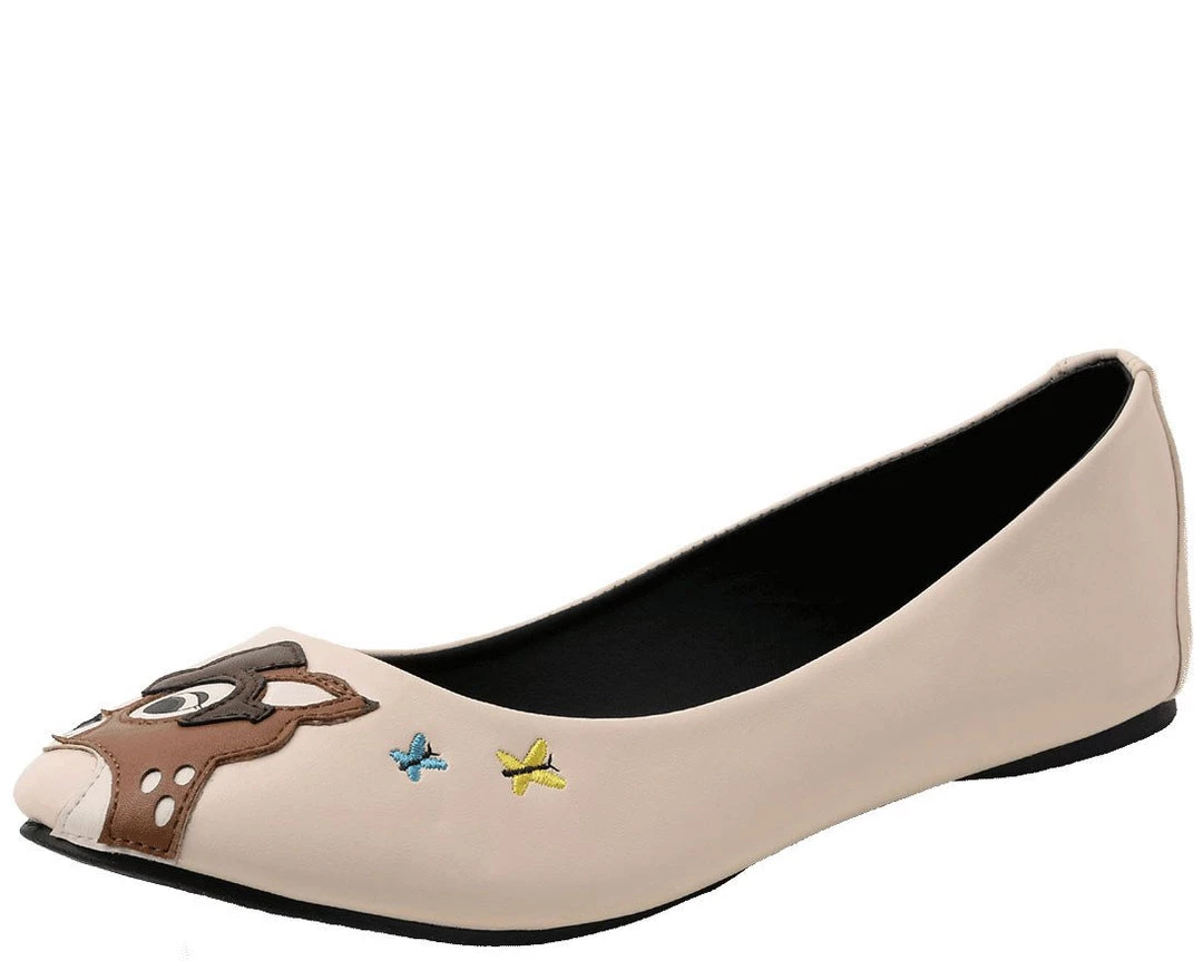 A9064L Womens Cream Deer Flats 1 A9064L Womens Cream Deer Flats