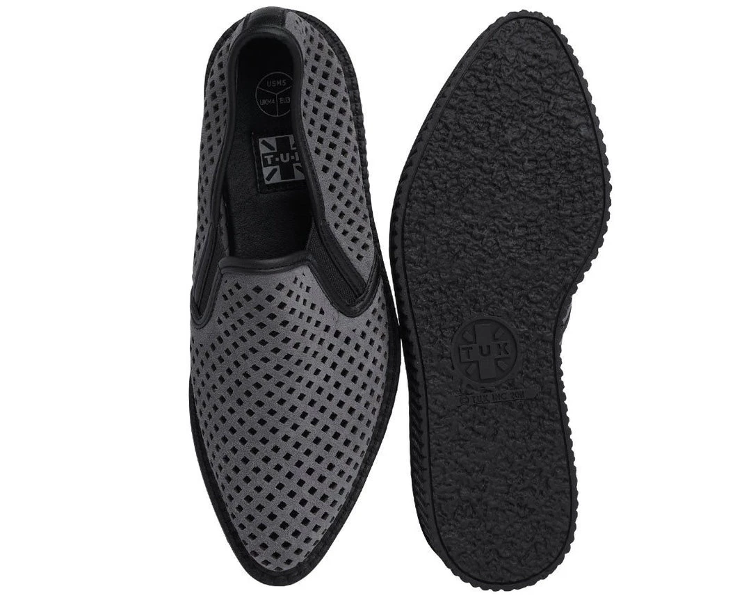 A9065 Grey Perforated Pointed Slip Ons 3 A9065 Grey Perforated Pointed Slip Ons