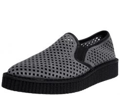 A9065 Grey Perforated Pointed Slip Ons