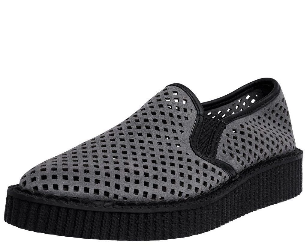 A9065 Grey Perforated Pointed Slip Ons 1 A9065 Grey Perforated Pointed Slip Ons