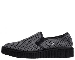 A9065 Grey Perforated Pointed Slip Ons