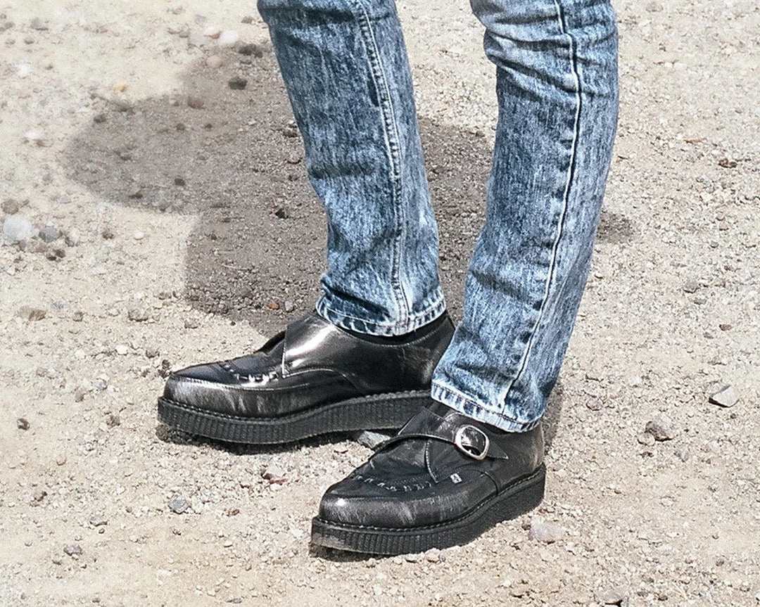 A9198 Womens Grey Rub Off Pointed Creeper 6 A9198 Womens Grey Rub Off Pointed Creeper