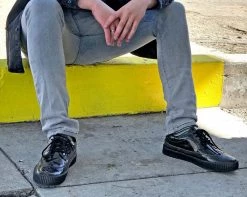 A9248 Mens Black Rub Off EZC Brogue Shoes