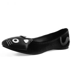 A9285L Black Velvet Kitty Flat *ALL ITEMS FINAL SALE/NON-RETURNABLE* Womens