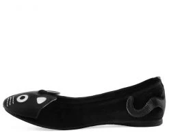 A9285L Black Velvet Kitty Flat *ALL ITEMS FINAL SALE/NON-RETURNABLE* Womens