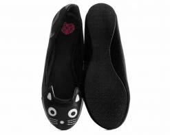 A9285L Black Velvet Kitty Flat *ALL ITEMS FINAL SALE/NON-RETURNABLE* Womens