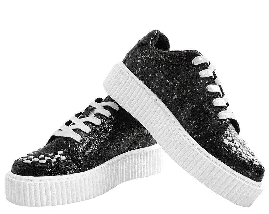 A9314 Womens Black & Chrome Paint Splatter Casbah Creeper 2 A9314 Womens Black & Chrome Paint Splatter Casbah Creeper