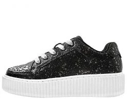 A9314 Womens Black & Chrome Paint Splatter Casbah Creeper 7 A9314 Womens Black & Chrome Paint Splatter Casbah Creeper