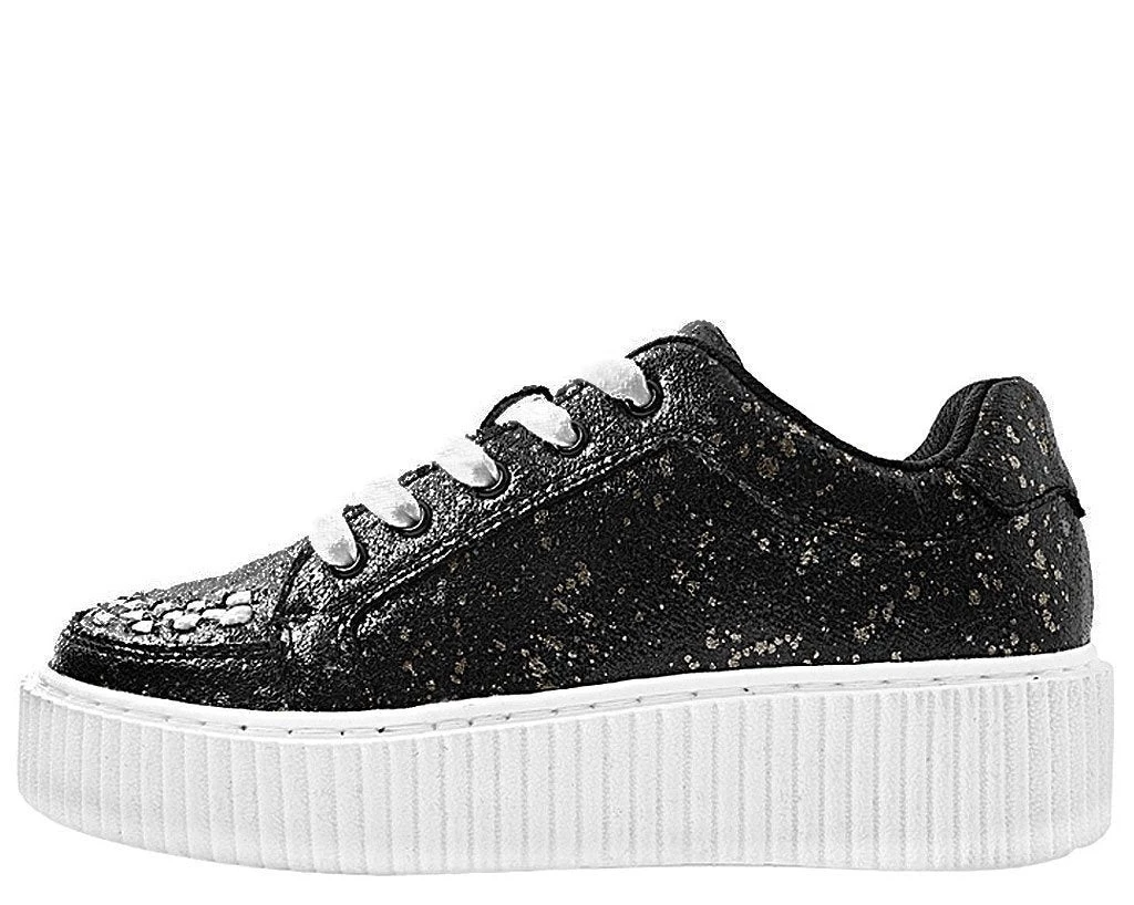 A9314 Womens Black & Chrome Paint Splatter Casbah Creeper 3 A9314 Womens Black & Chrome Paint Splatter Casbah Creeper