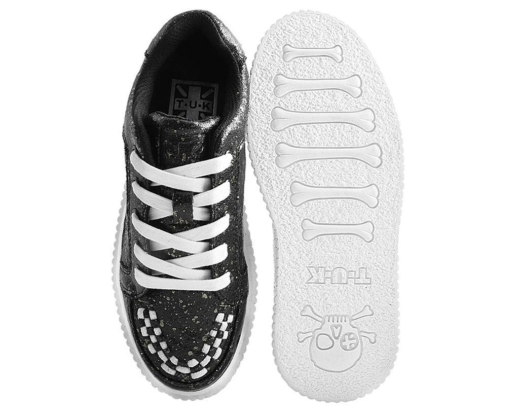 A9314 Womens Black & Chrome Paint Splatter Casbah Creeper 4 A9314 Womens Black & Chrome Paint Splatter Casbah Creeper