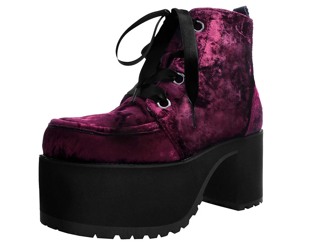 A9347L Burgundy Crushed Velvet Nosebleed Boot - *FINAL SALE/NON-RETURNABLE 1 A9347L Burgundy Crushed Velvet Nosebleed Boot - *FINAL SALE/NON-RETURNABLE