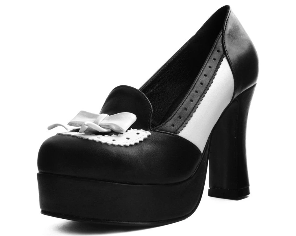 A9386L Black & White Loafer Platform Heel 1 A9386L Black & White Loafer Platform Heel