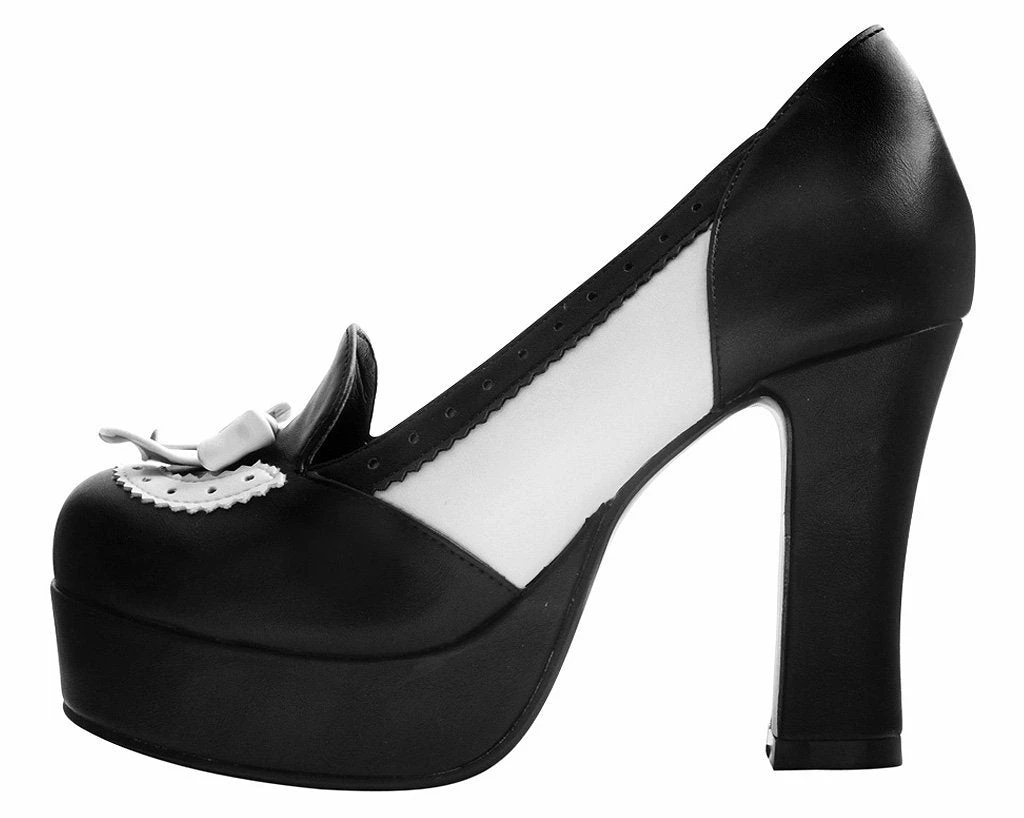 A9386L Black & White Loafer Platform Heel 3 A9386L Black & White Loafer Platform Heel
