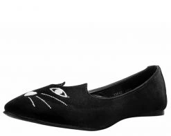 A9392L Black Coy Kitty Flat *ALL ITEMS FINAL SALE/NON-RETURNABLE*