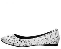 A9393L Womens Black & White Music Note Flat *ALL ITEMS FINAL SALE/NON-RETURNABLE*