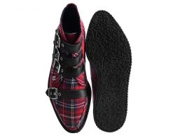 A9411 Vegan Red Plaid 4-Buckle Pointed Boot 9 A9411 Vegan Red Plaid 4-Buckle Pointed Boot