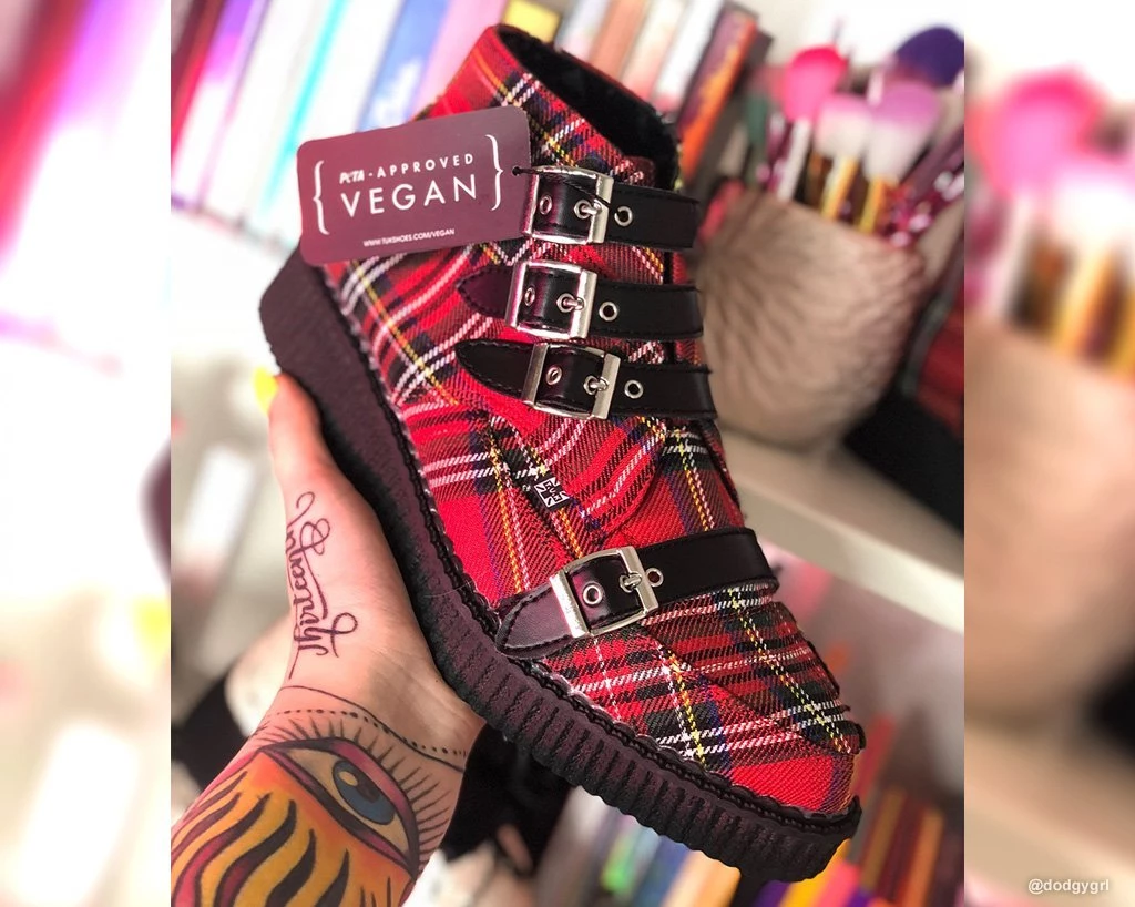 A9411 Vegan Red Plaid 4-Buckle Pointed Boot 6 A9411 Vegan Red Plaid 4-Buckle Pointed Boot