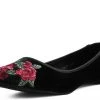A9432L CLEARANCE Black Velvet Rose Embroidered Flat