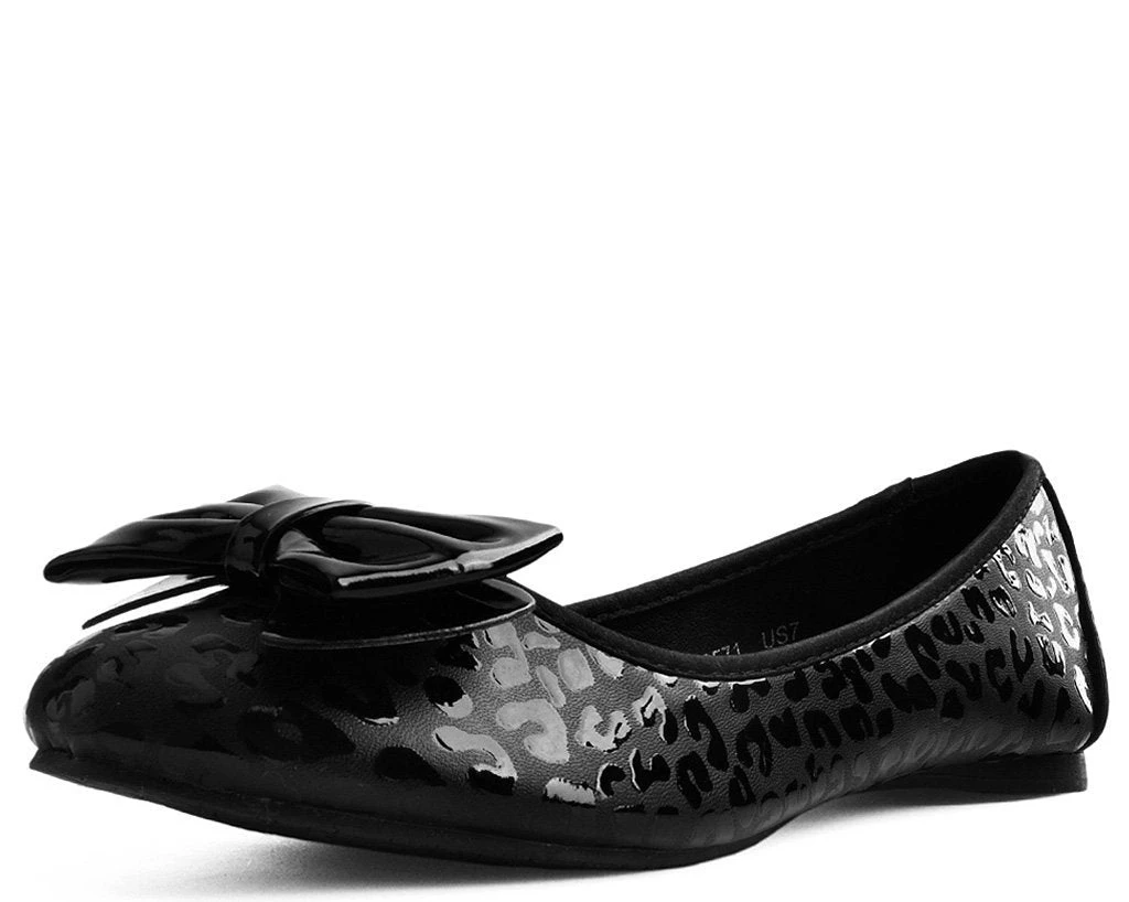 A9433L Black Leopard Patent Flat CLEARANCE 2 A9433L Black Leopard Patent Flat CLEARANCE