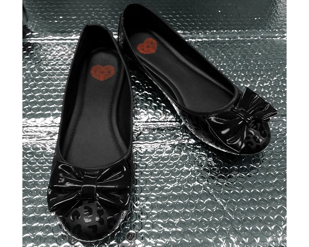 A9433L Black Leopard Patent Flat CLEARANCE 6 A9433L Black Leopard Patent Flat CLEARANCE