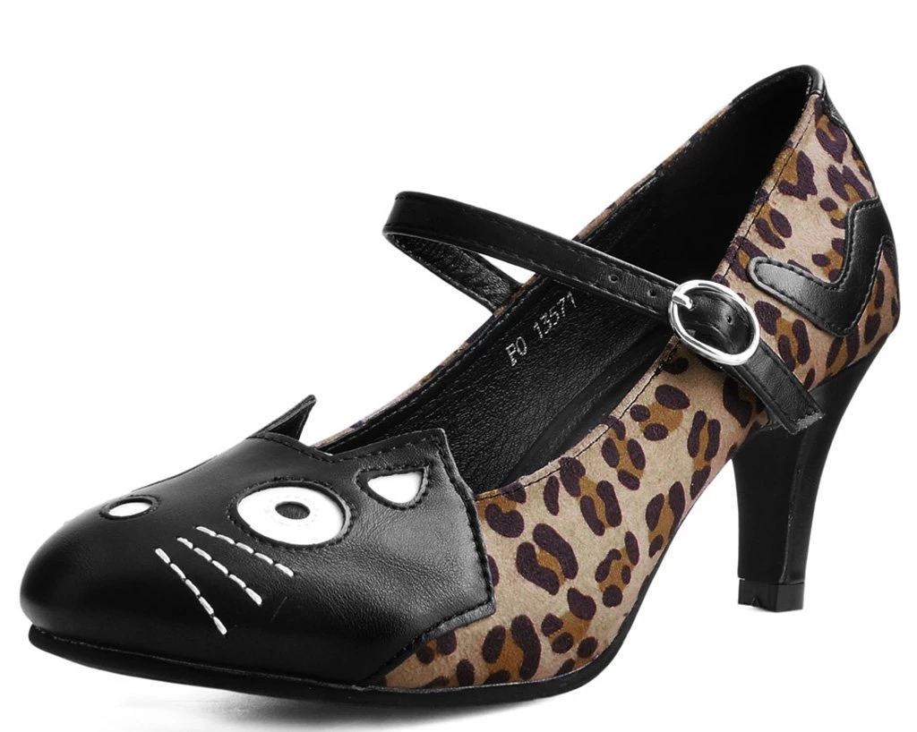 A9444L CLEARANCE Leopard Kitty Mary Jane Heel 1 A9444L CLEARANCE Leopard Kitty Mary Jane Heel