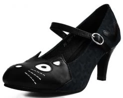 A9445L Black & Grey Leopard Kitty Mary Jane Heel CLEARANCE