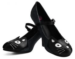 A9445L Black & Grey Leopard Kitty Mary Jane Heel CLEARANCE