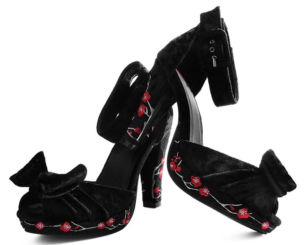 A9446L Black Velvet & Red Blossom Starlet Heel - *FINAL SALE/NON-RETURNABLE Womens 3 A9446L Black Velvet & Red Blossom Starlet Heel - *FINAL SALE/NON-RETURNABLE Womens