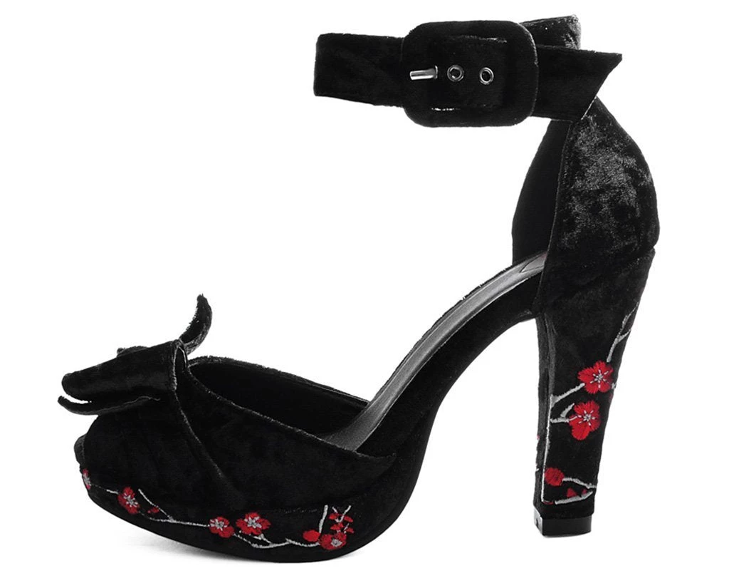 A9446L Black Velvet & Red Blossom Starlet Heel - *FINAL SALE/NON-RETURNABLE Womens 4 A9446L Black Velvet & Red Blossom Starlet Heel - *FINAL SALE/NON-RETURNABLE Womens