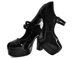 A9448L Black Patent Double Strap Classic Platform Heel