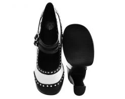 A9449L Black & White Studded Classic Platform Heel