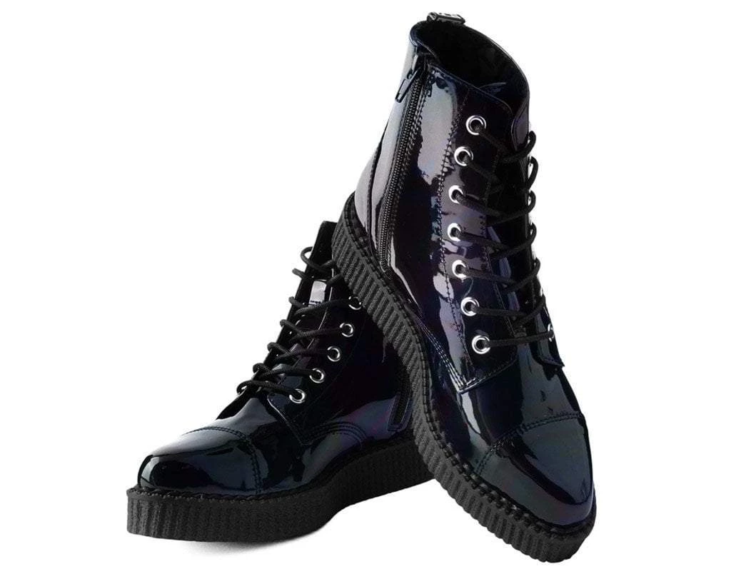 A9502 Black Hologram Pointed Lace Up Boot Womens 3 A9502 Black Hologram Pointed Lace Up Boot Womens