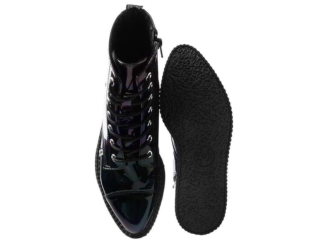 A9502 Black Hologram Pointed Lace Up Boot Womens 5 A9502 Black Hologram Pointed Lace Up Boot Womens